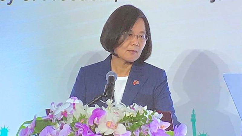 台湾的总统候选人蔡英文(记者王允摄影)